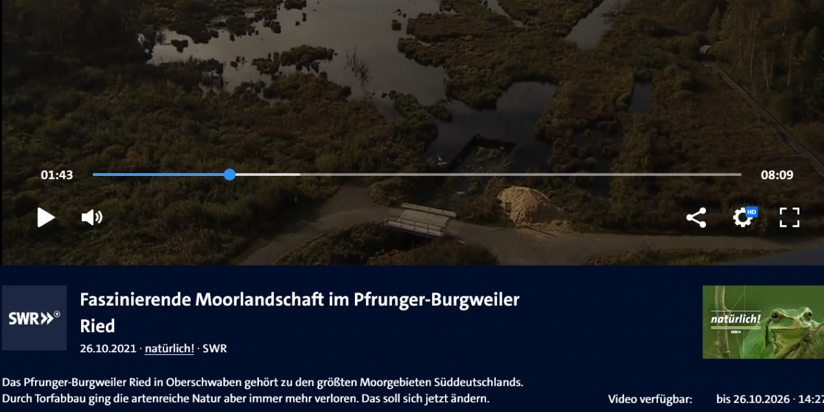 Filmbeitrag ARD-Mediathek: Faszinierende Moorlandschaft Pfrunger-Burgweiler Ried
